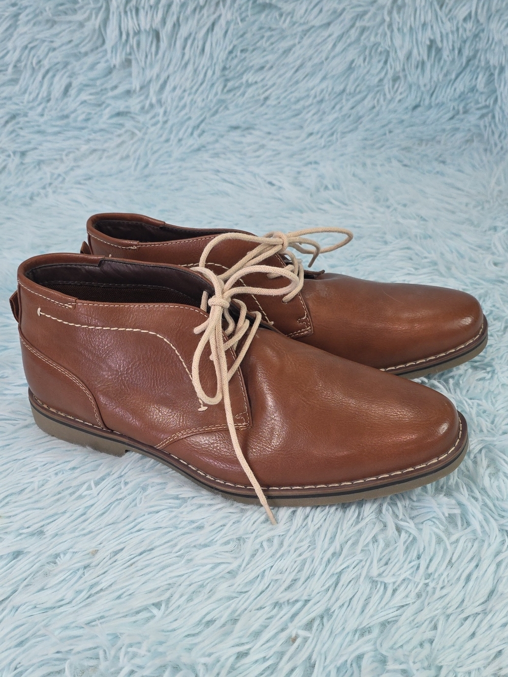 George Men’s Brown Faux Leather Chukka Boots Size 10 Lace Up Ankle Boots